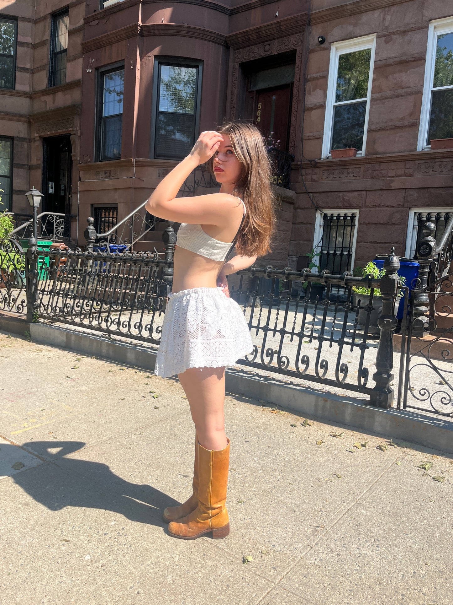 White Crochet Mini Skirt