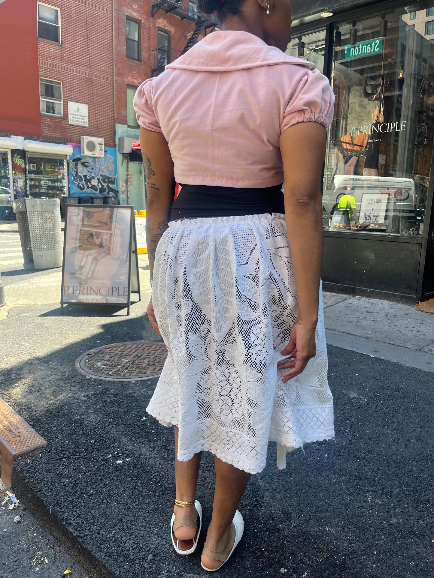 White Crochet Midi Skirt