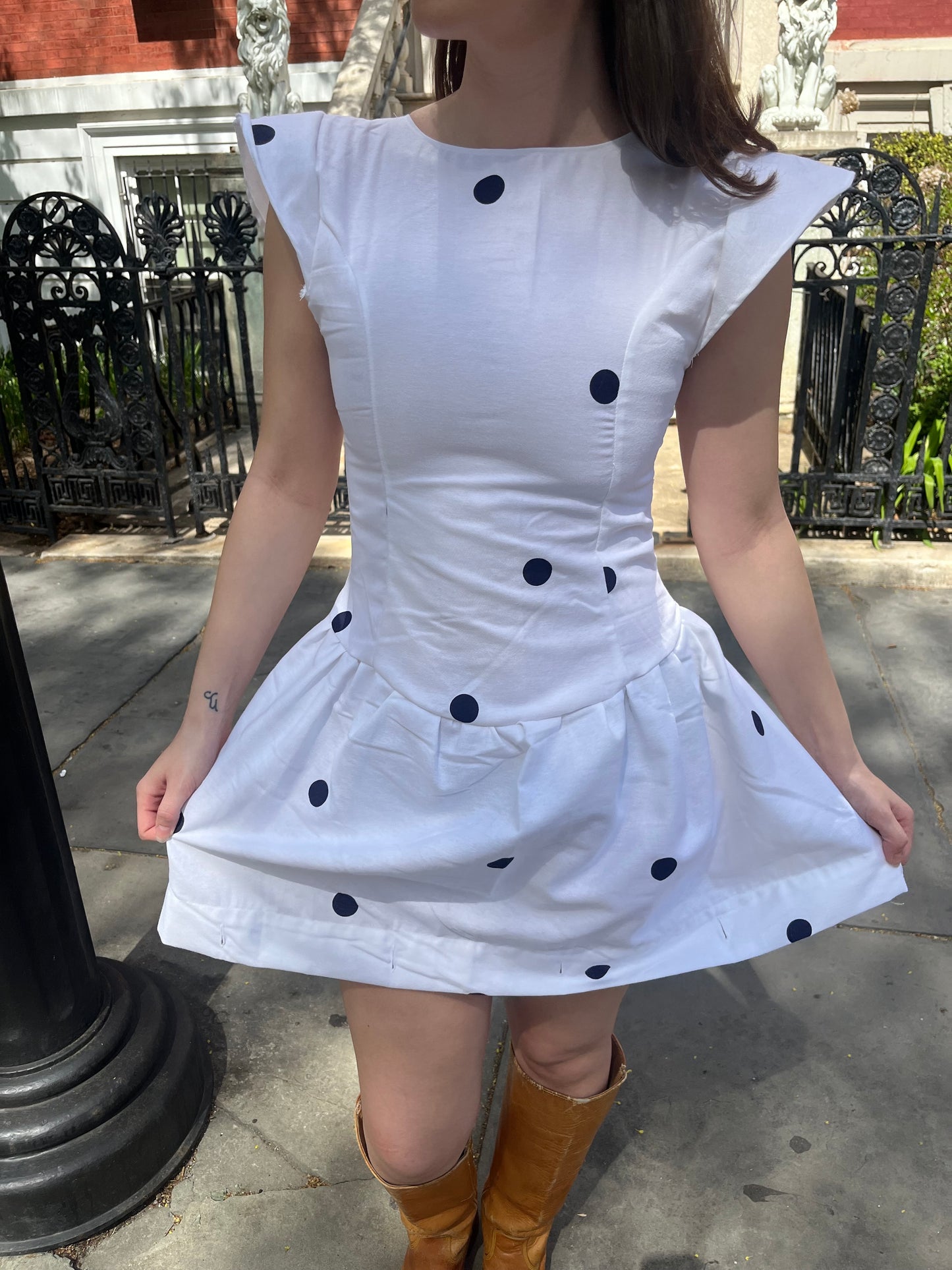 Polka Dot Drop Waist Mini Dress