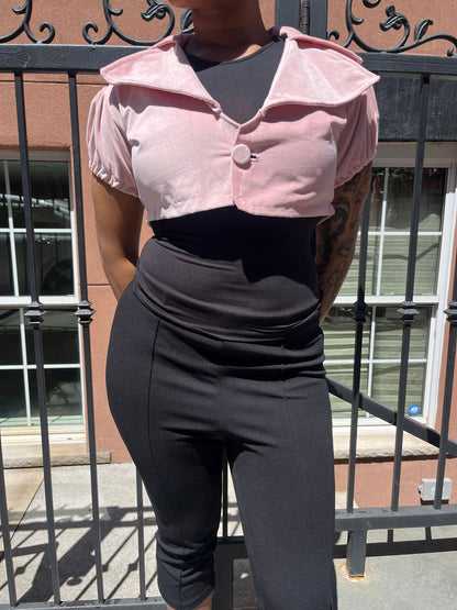 Pink Cropped Blazer Top