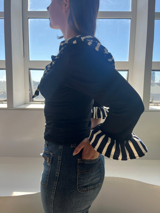 Black and Navy Sailor Top