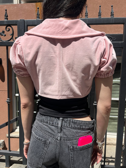 Pink Cropped Blazer Top