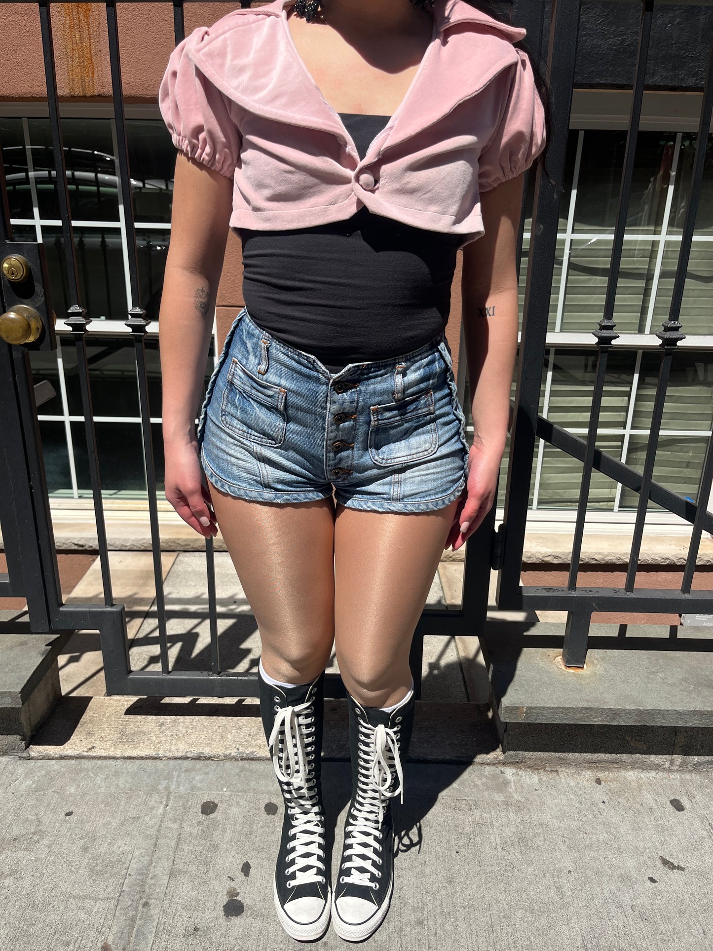 Pink Cropped Blazer Top