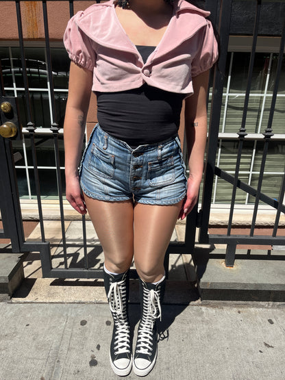 Pink Cropped Blazer Top