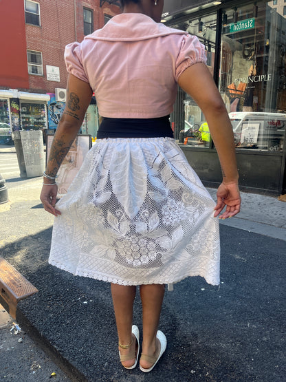 White Crochet Midi Skirt