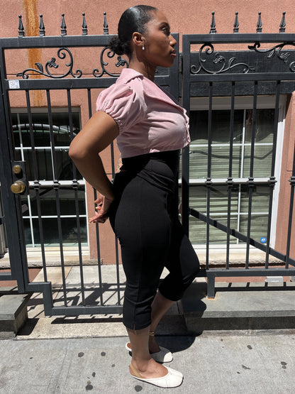 Pink Cropped Blazer Top