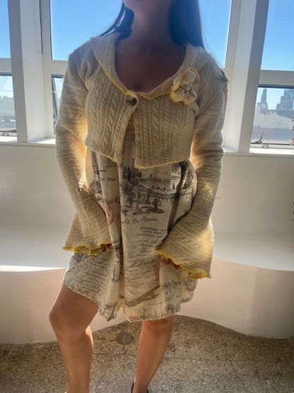 Yellow Cardigan and Dress Set