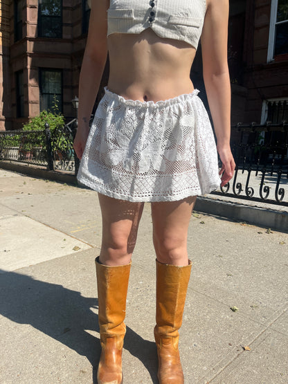 White Crochet Mini Skirt