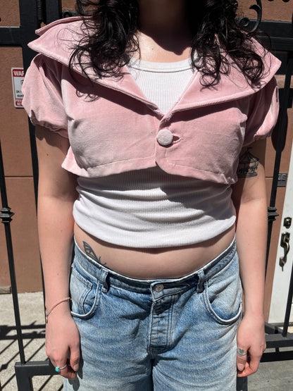 Pink Cropped Blazer Top