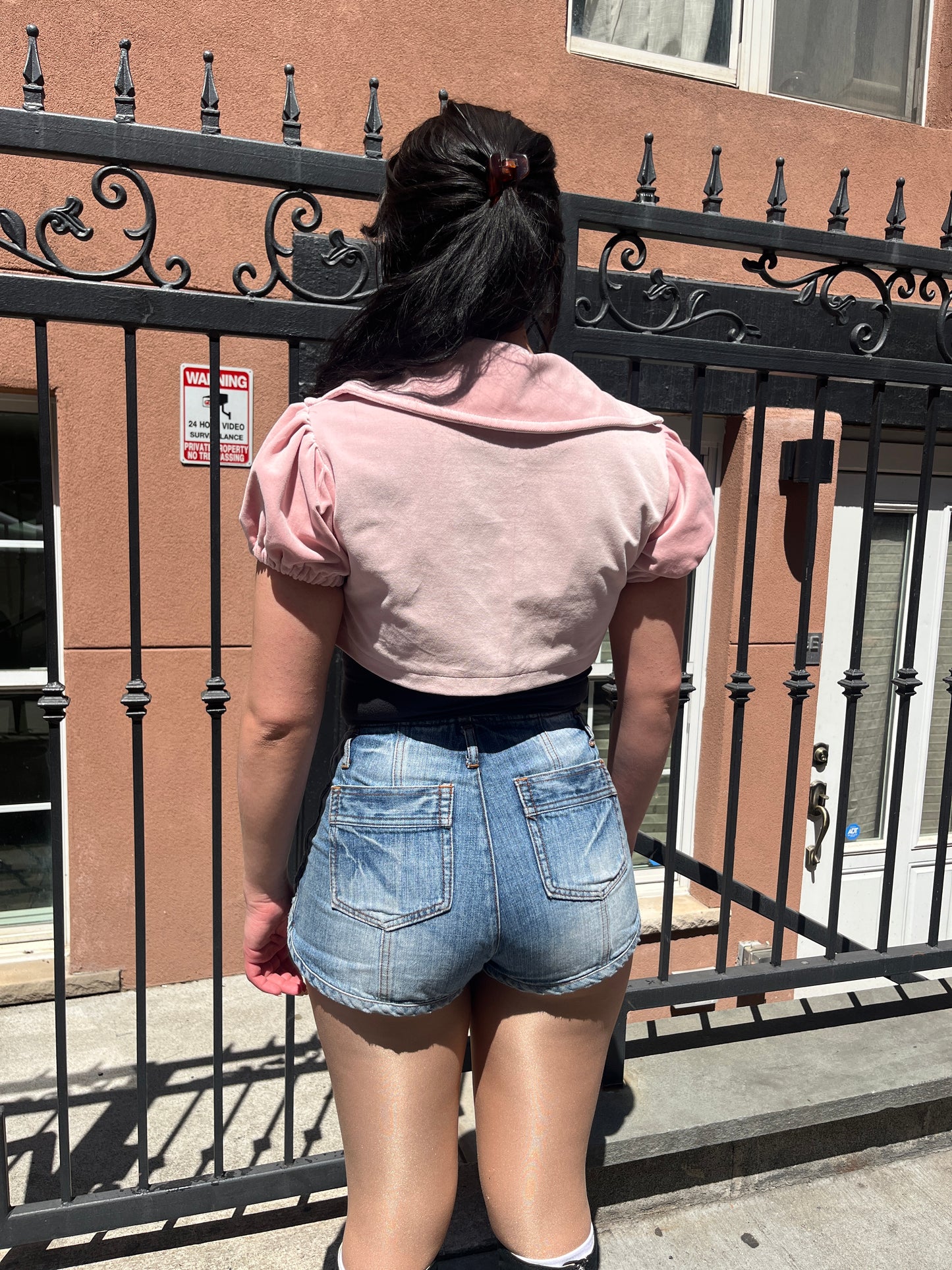 Pink Cropped Blazer Top