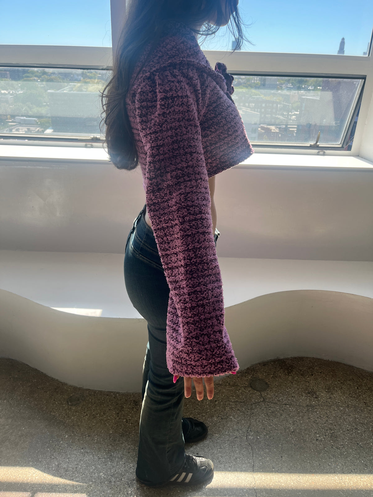 Purple Cropped Cardigan