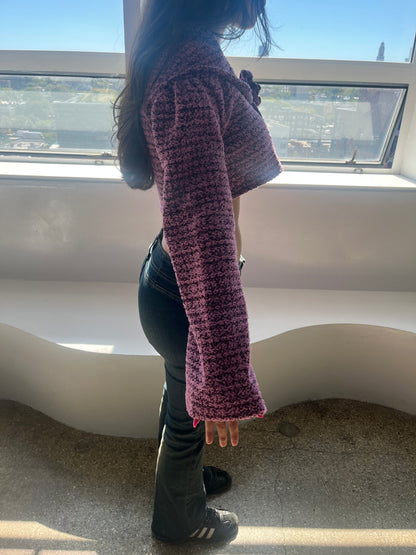 Purple Cropped Cardigan