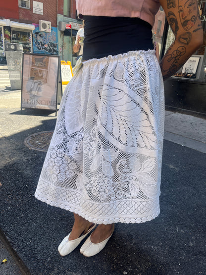White Crochet Midi Skirt