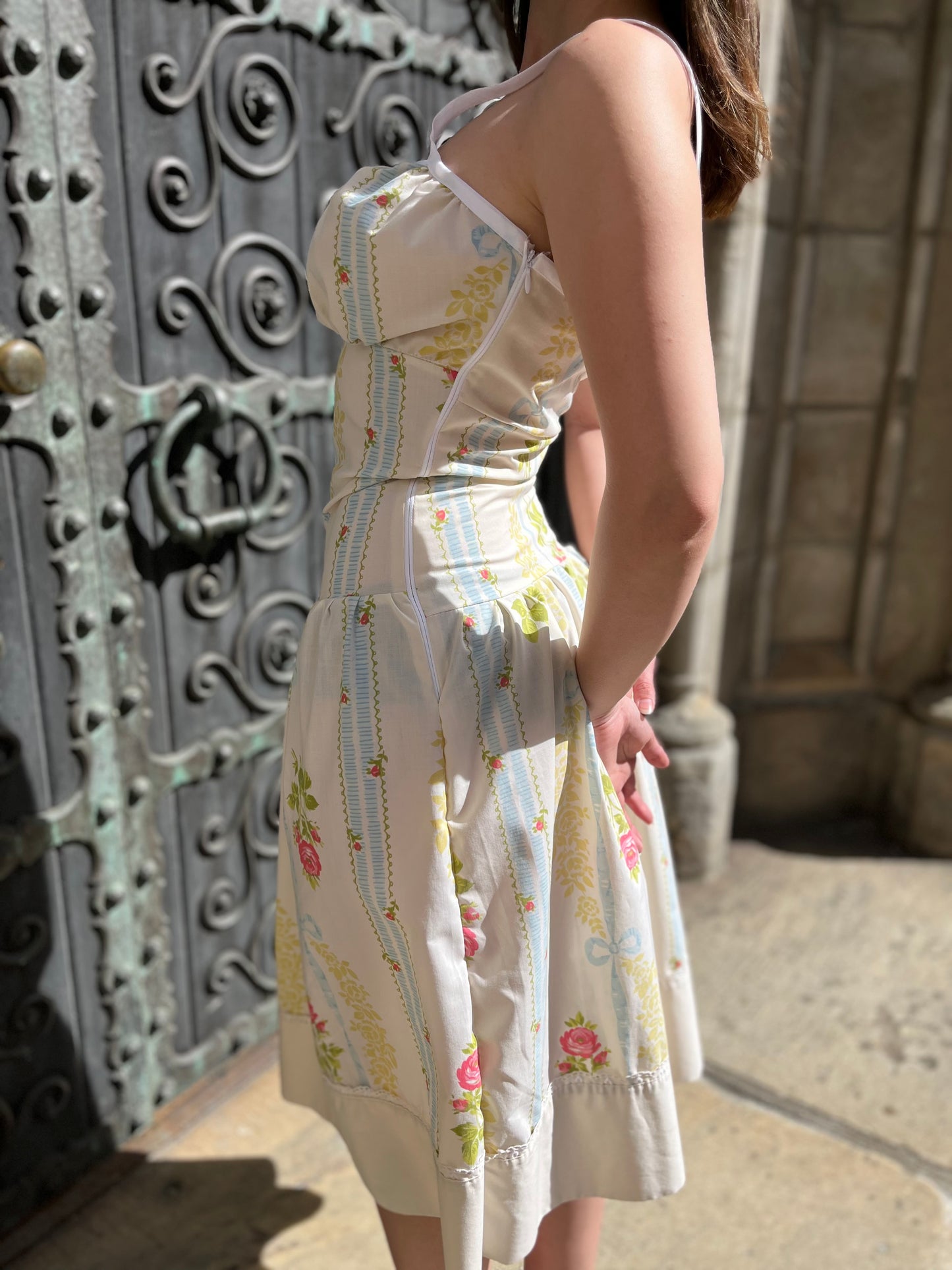 Floral Stripe Midi Dress