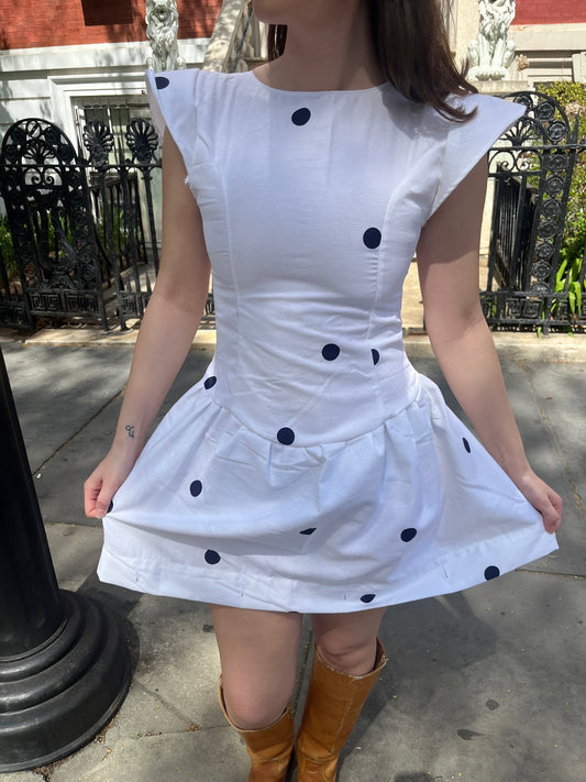 Polka Dot Drop Waist Mini Dress